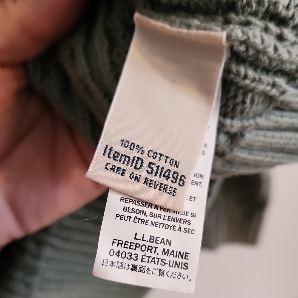 L.L. Bean Women's Green Cable Knit Cardigan - Picture 3 of 4